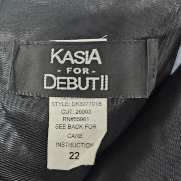 Vintage Kasia for Debut Y2K Black Satin Evening Gown Lace Up Beaded Maxi 22 - Picture 7 of 10